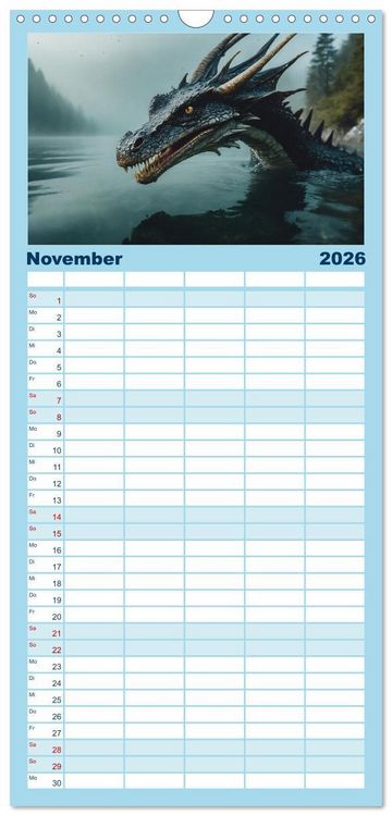 Produktbild: Familienplaner 2026 - Drachen - Herrscher der Welt mit 5 Spalten (Wandkalender, 21 x 45 cm) CALVENDO