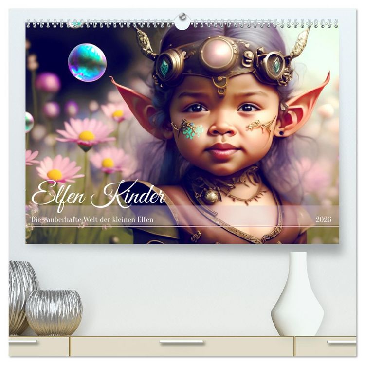 Produktbild: Elfen Kinder - Die zauberhafte Welt der kleinen Elfen (hochwertiger Premium Wandkalender 2026 DIN A2 quer), Kunstdruck in Hochglanz