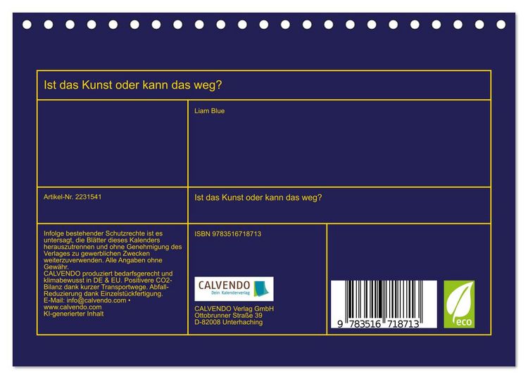 Produktbild: Ist das Kunst oder kann das weg? (Tischkalender 2026 DIN A5 quer), CALVENDO Monatskalender