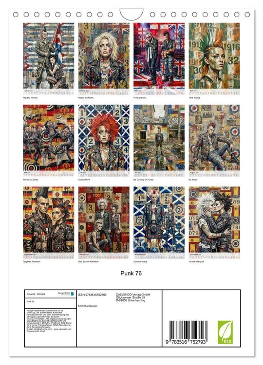 Produktbild: Punk 76 (Wandkalender 2027 DIN A4 hoch), CALVENDO Monatskalender