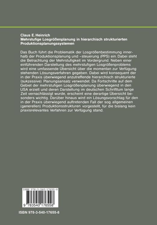 Produktbild: Mehrstufige Losgr&ouml;&szlig;enplanung in hierarchisch strukturierten Produktionsplanungssystemen