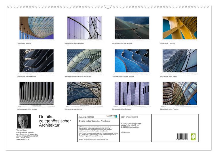 Produktbild: Details zeitgen&ouml;ssischer Architektur (Wandkalender 2026 DIN A2 quer), CALVENDO Monatskalender