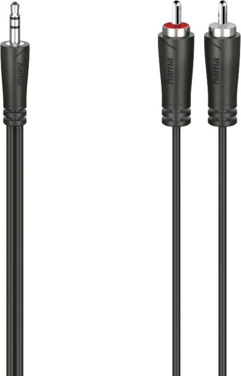 Produktbild: Hama 00200721 Klinke / Cinch Audio Anschlusskabel [1x Klinkenstecker 3.5 mm - 2x Cinch-Stecker] 5 m Schwarz
