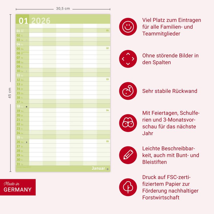Produktbild: Basic Familienplaner XL 2026