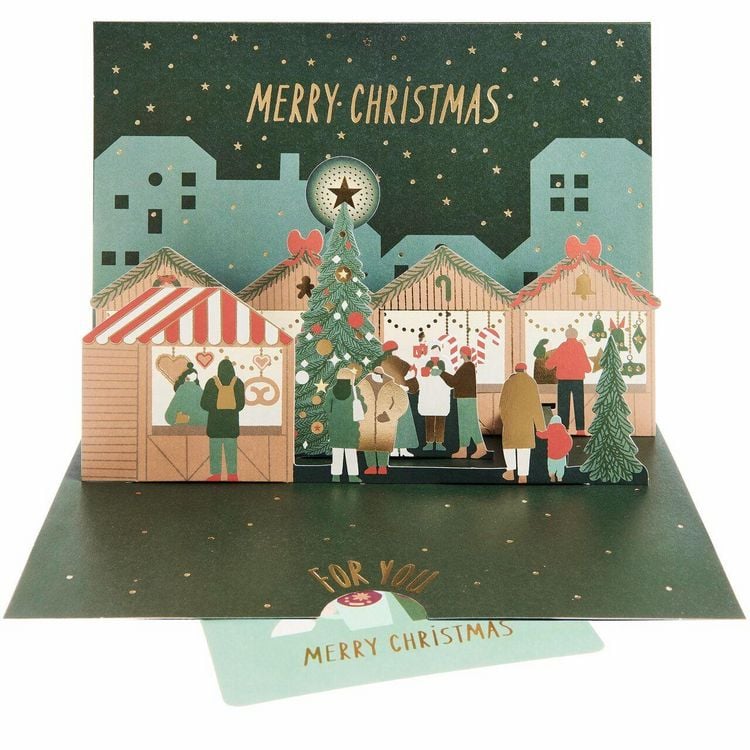 Produktbild: Pop Up Karte f&uuml;r Geldgeschenke, Weihnachtsmarkt, A5/C5 M