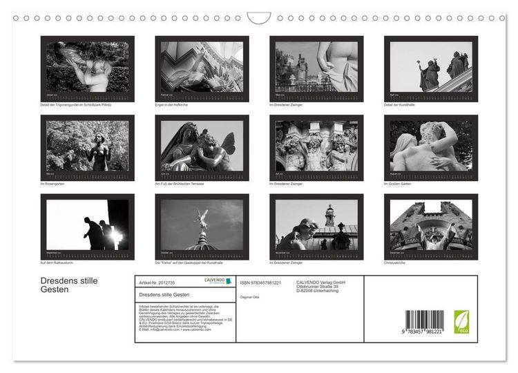 Produktbild: Dresdens stille Gesten (Wandkalender 2026 DIN A3 quer), CALVENDO Monatskalender