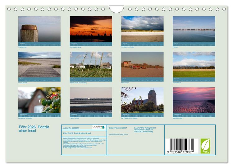 Produktbild: F&ouml;hr 2026. Portr&auml;t einer Insel (Wandkalender 2026 DIN A4 quer), CALVENDO Monatskalender