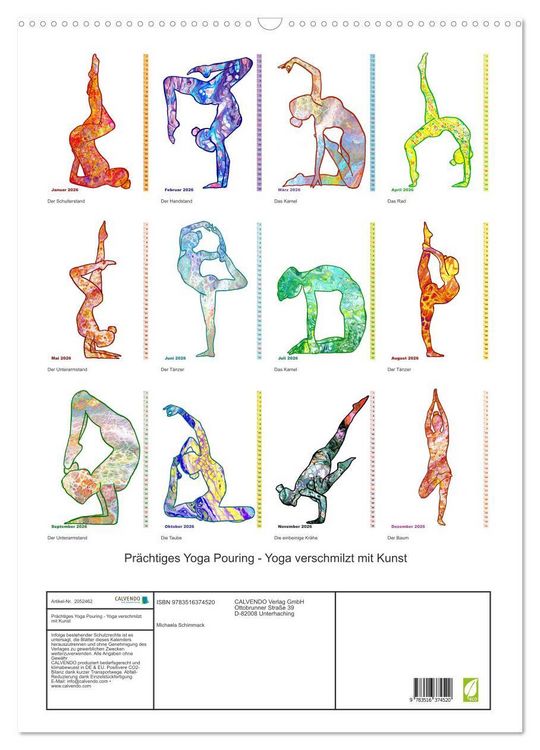 Produktbild: Pr&auml;chtiges Yoga Pouring - Yoga verschmilzt mit Kunst (Wandkalender 2026 DIN A2 hoch), CALVENDO Monatskalender