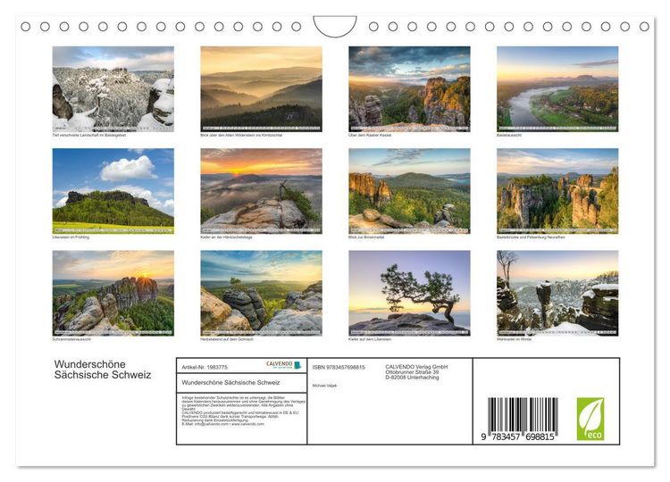 Produktbild: Wundersch&ouml;ne S&auml;chsische Schweiz (Wandkalender 2026 DIN A4 quer), CALVENDO Monatskalender
