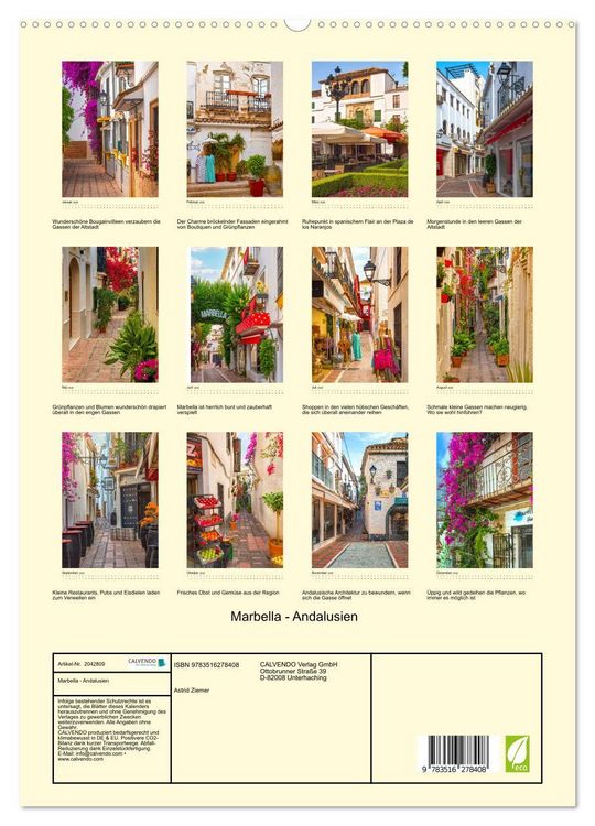 Produktbild: Marbella - Andalusien (hochwertiger Premium Wandkalender 2026 DIN A2 hoch), Kunstdruck in Hochglanz