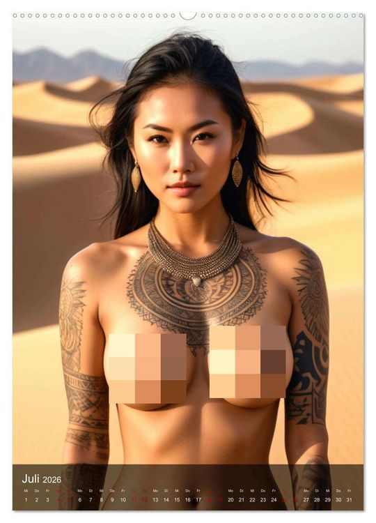 Produktbild: Tattoo Queens Asien (hochwertiger Premium Wandkalender 2026 DIN A2 hoch), Kunstdruck in Hochglanz