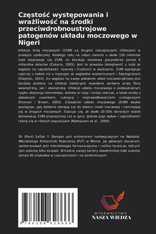 Produktbild: Cz&iquest;sto&iquest;&iquest; wyst&iquest;powania i wra&iquest;liwo&iquest;&iquest; na &iquest;rodki przeciwdrobnoustrojowe patogen&oacute;w uk&iquest;adu moczowego w Nigeri