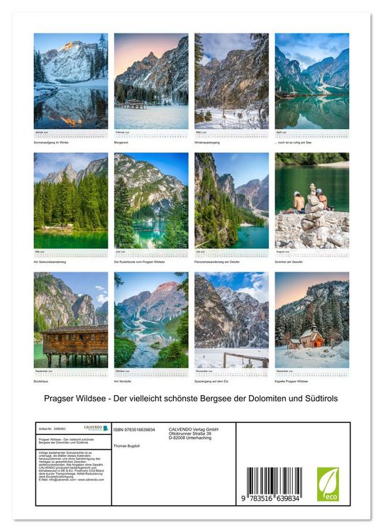 Produktbild: Pragser Wildsee - Der vielleicht sch&ouml;nste Bergsee der Dolomiten und S&uuml;dtirols (Wandkalender 2026 DIN A4 hoch), CALVENDO Monatskalender