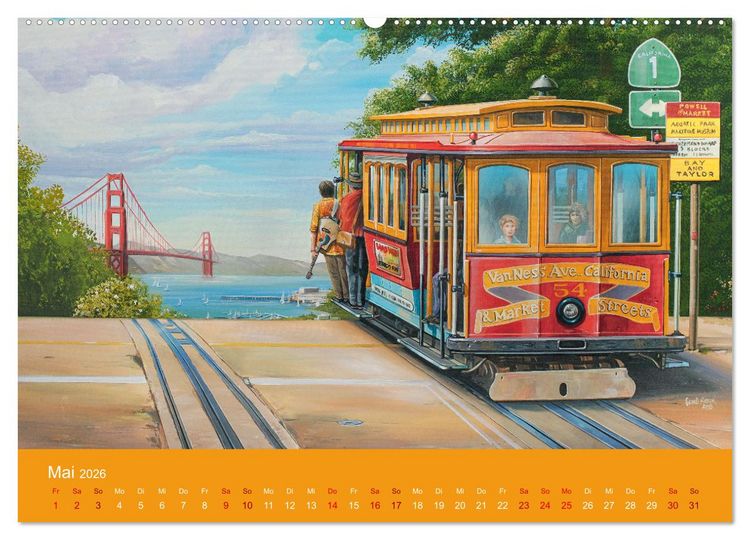 Produktbild: Route US 66 Momente Gem&auml;lde von Georg Huber (hochwertiger Premium Wandkalender 2026 DIN A2 quer), Kunstdruck in Hochglanz