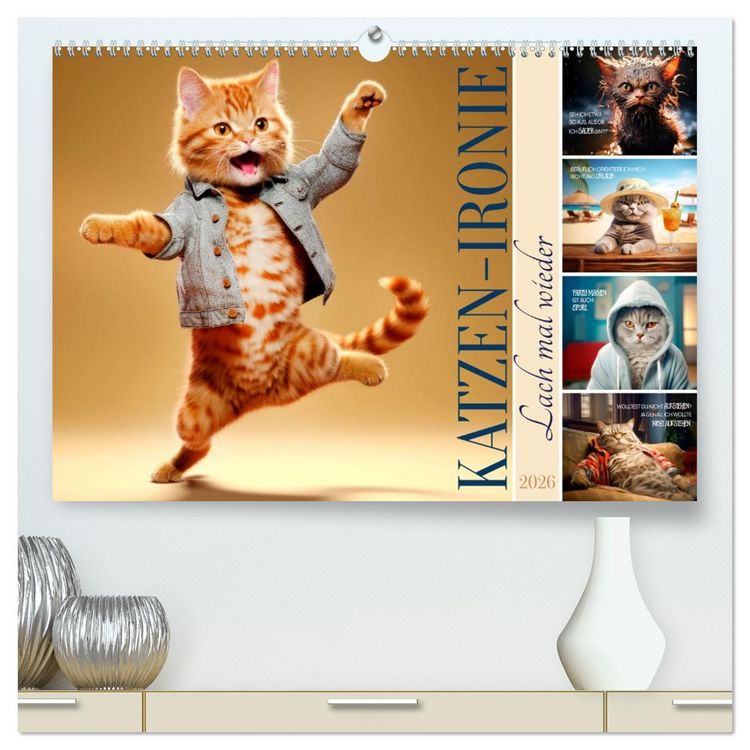 Produktbild: KATZEN-IRONIE Lach mal wieder (hochwertiger Premium Wandkalender 2026 DIN A2 quer), Kunstdruck in Hochglanz