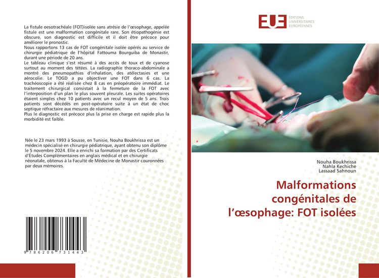 Produktbild: Malformations cong&eacute;nitales de l'&iquest;sophage: FOT isol&eacute;es