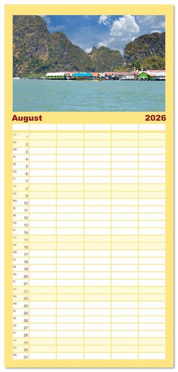 Produktbild: Familienplaner 2026 - Thailand - Die Sch&ouml;nheit Asiens mit 5 Spalten (Wandkalender, 21 x 45 cm) CALVENDO
