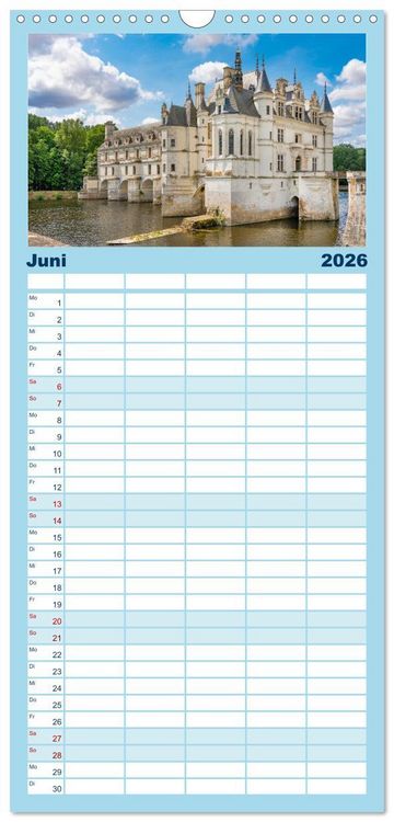 Produktbild: Familienplaner 2026 - Ch&acirc;teaux. Im Tal der Loire mit 5 Spalten (Wandkalender, 21 x 45 cm) CALVENDO