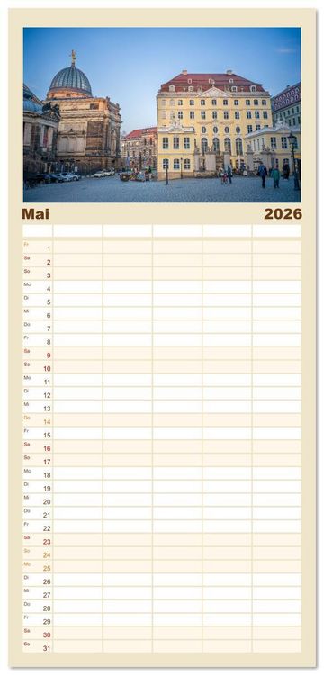 Produktbild: Familienplaner 2026 - Dresden - Sachsens Perle an der Elbe mit 5 Spalten (Wandkalender, 21 x 45 cm) CALVENDO