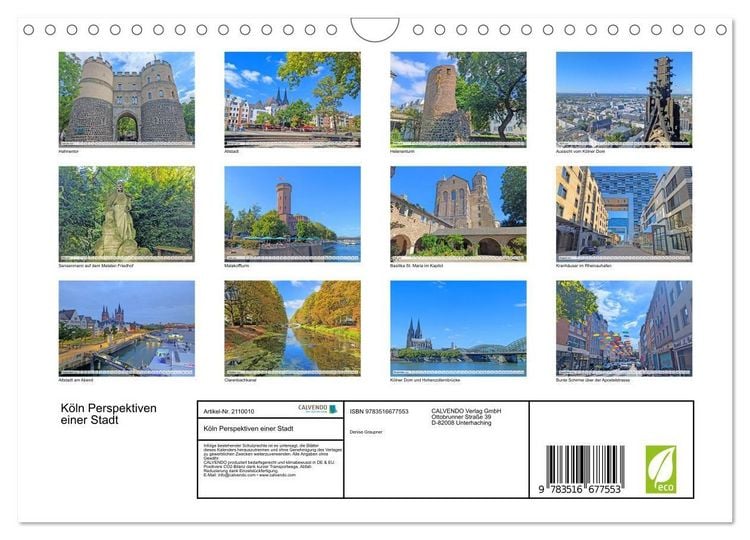 Produktbild: K&ouml;ln Perspektiven einer Stadt (Wandkalender 2026 DIN A4 quer), CALVENDO Monatskalender