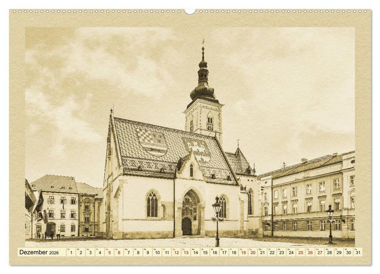 Produktbild: Zagreb &ndash; Ein Kalender im Zeitungsstil (Wandkalender 2026 DIN A2 quer), CALVENDO Monatskalender