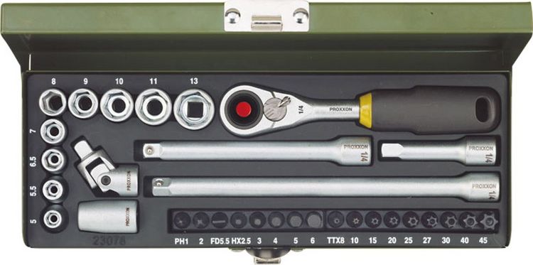 Produktbild: Proxxon Industrial Steckschl&uuml;sseleinsatz metrisch 1/4\" (6.3 mm) 32teilig 23078