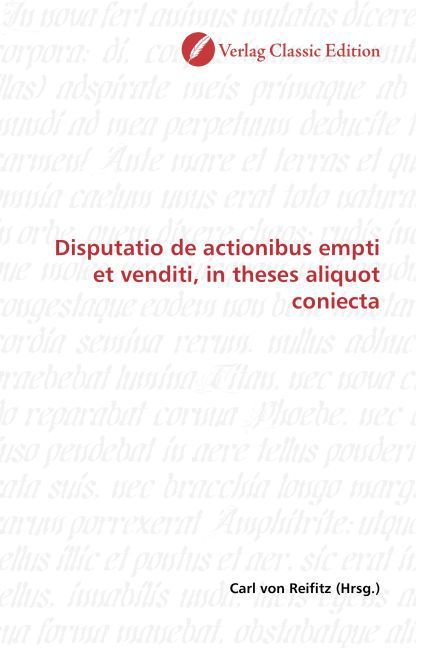 Produktbild: Disputatio de actionibus empti et venditi, in theses aliquot coniecta