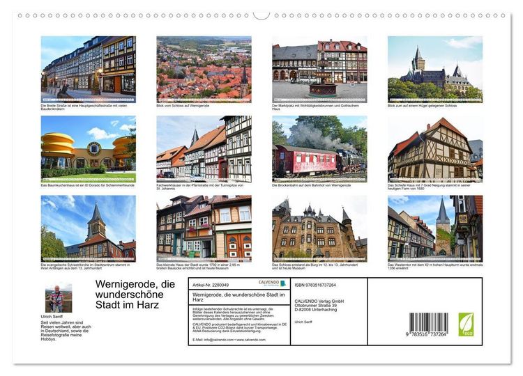 Produktbild: Wernigerode, die wundersch&ouml;ne Stadt im Harz (hochwertiger Premium Wandkalender 2026 DIN A2 quer), Kunstdruck in Hochglanz