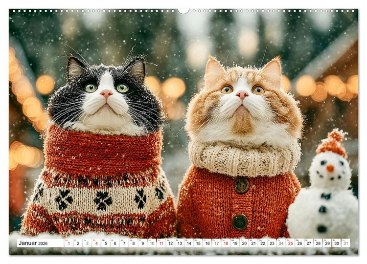 Produktbild: Katzenkalender - S&uuml;&szlig;e Katzen begleiten dich durch alle Jahreszeiten (Wandkalender 2026 DIN A2 quer), CALVENDO Monatskalender