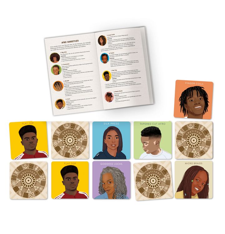 Produktbild: Afro Hair Styles. Memo-Kartenspiel mit 36 Styles incl. Booklet mit Style Infos