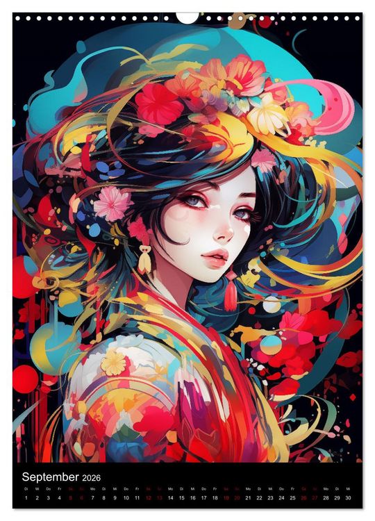 Produktbild: Manga Flower Girls (Wandkalender 2026 DIN A3 hoch), CALVENDO Monatskalender