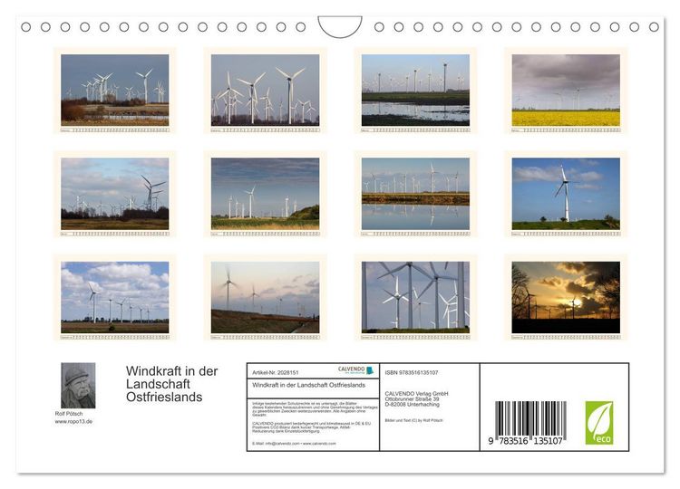 Produktbild: Windkraft in der Landschaft Ostfrieslands (Wandkalender 2026 DIN A4 quer), CALVENDO Monatskalender