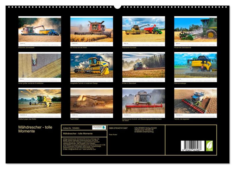 Produktbild: M&auml;hdrescher - tolle Momente (hochwertiger Premium Wandkalender 2026 DIN A2 quer), Kunstdruck in Hochglanz