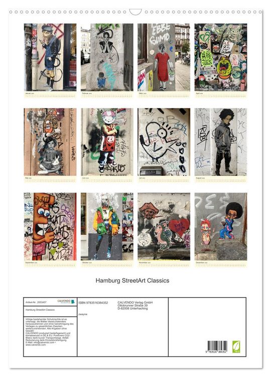 Produktbild: Hamburg StreetArt Classics (Wandkalender 2026 DIN A2 hoch), CALVENDO Monatskalender