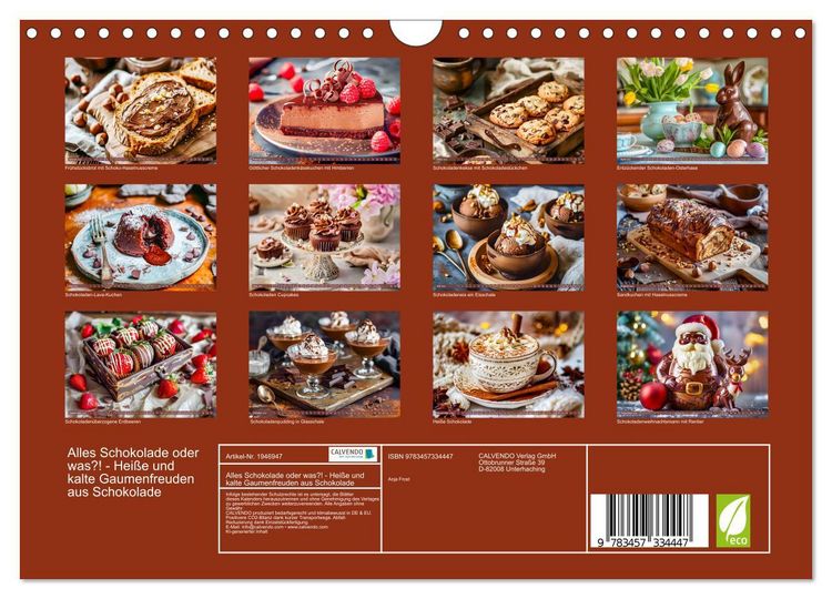 Produktbild: Alles Schokolade oder was?! - Hei&szlig;e und kalte Gaumenfreuden aus Schokolade (Wandkalender 2026 DIN A4 quer), CALVENDO Monatskalender