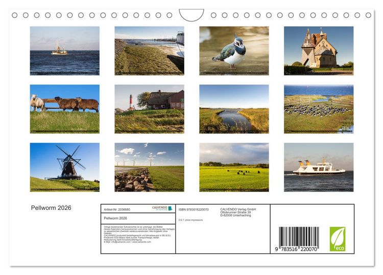 Produktbild: Pellworm 2026 (Wandkalender 2026 DIN A4 quer), CALVENDO Monatskalender