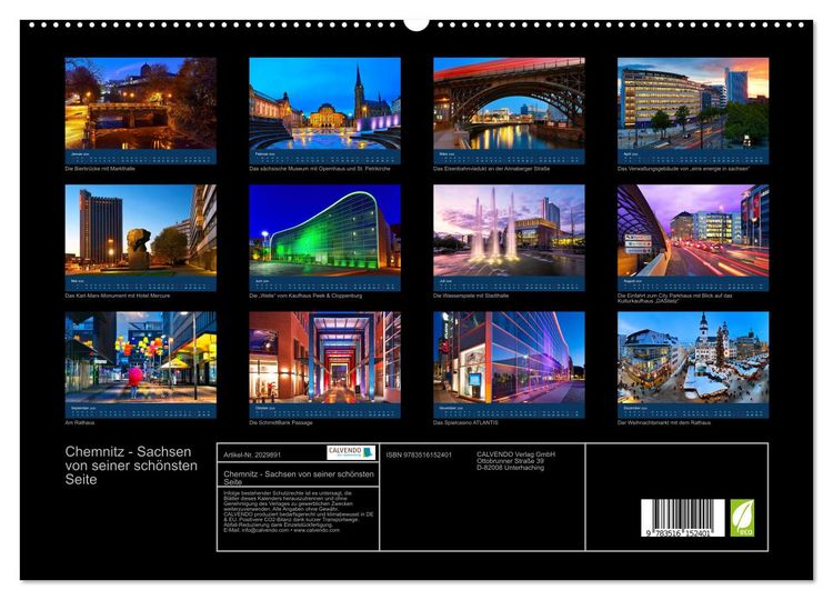Produktbild: Chemnitz - Sachsen von seiner sch&ouml;nsten Seite (hochwertiger Premium Wandkalender 2026 DIN A2 quer), Kunstdruck in Hochglanz
