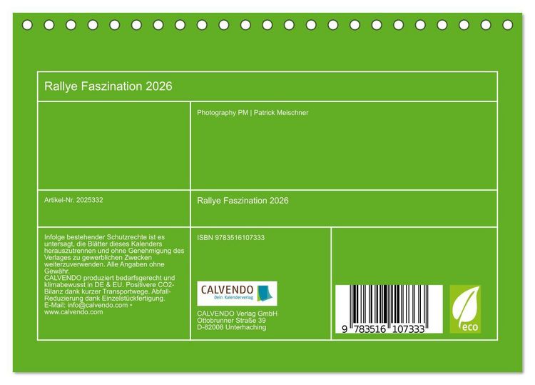 Produktbild: Rallye Faszination 2026 (Tischkalender 2026 DIN A5 quer), CALVENDO Monatskalender