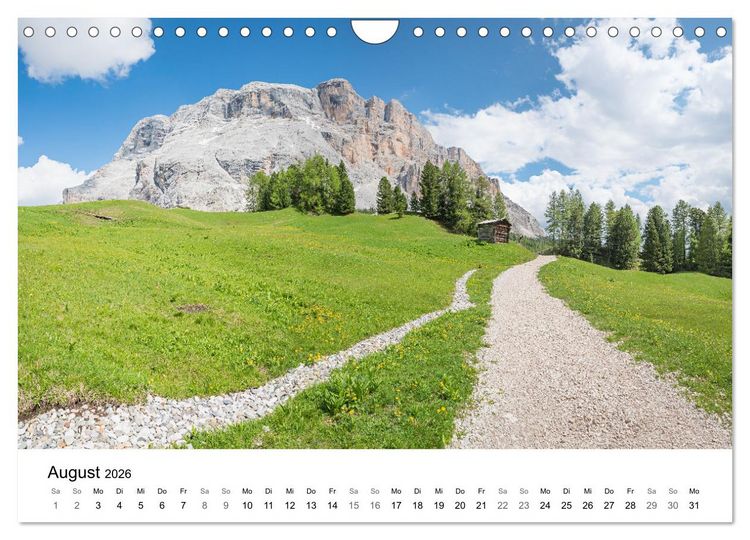 Produktbild: Wanderziele S&uuml;dtiroler Dolomiten - Region Gadertal und Buchenstein (Wandkalender 2026 DIN A4 quer), CALVENDO Monatskalender