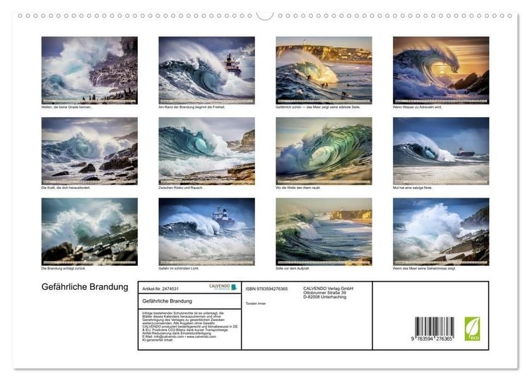 Produktbild: Gef&auml;hrliche Brandung (hochwertiger Premium Wandkalender 2027 DIN A2 quer), Kunstdruck in Hochglanz