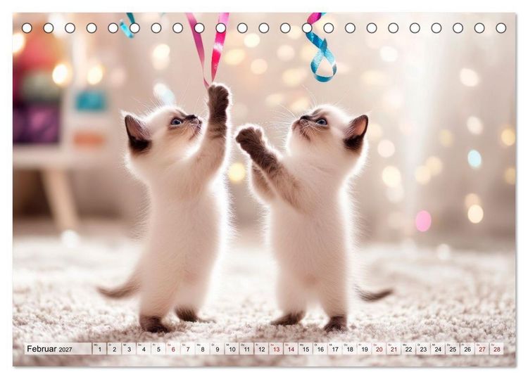 Produktbild: Kleine K&auml;tzchen - Ein Jahr voller Samtpfotenzauber (Tischkalender 2027 DIN A5 quer), CALVENDO Monatskalender
