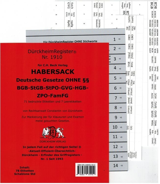 Produktbild: D&uuml;rckheimRegister&reg; HABERSACK OHNE &sect;&sect;