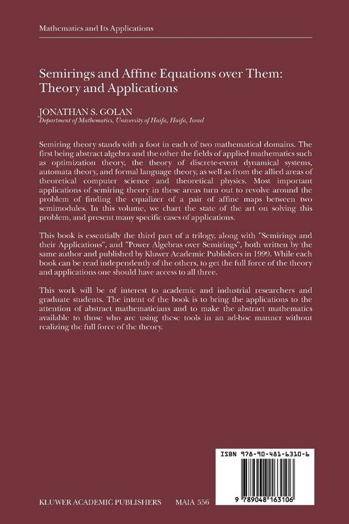 Produktbild: Semirings and Affine Equations over Them