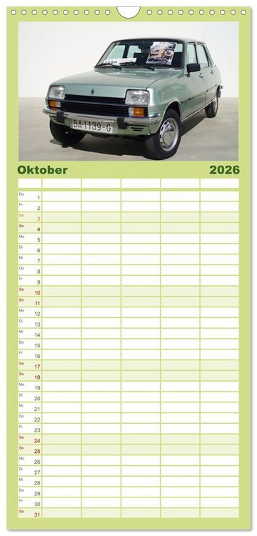 Produktbild: Familienplaner 2026 - Automobile Tr&auml;ume der 70er mit 5 Spalten (Wandkalender, 21 x 45 cm) CALVENDO