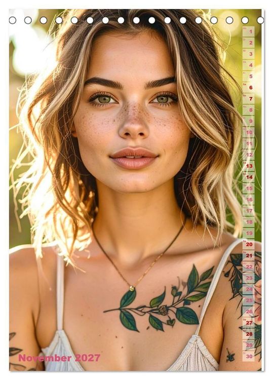 Produktbild: Tattoo Beauties Portraits (Tischkalender 2027 DIN A5 hoch), CALVENDO Monatskalender