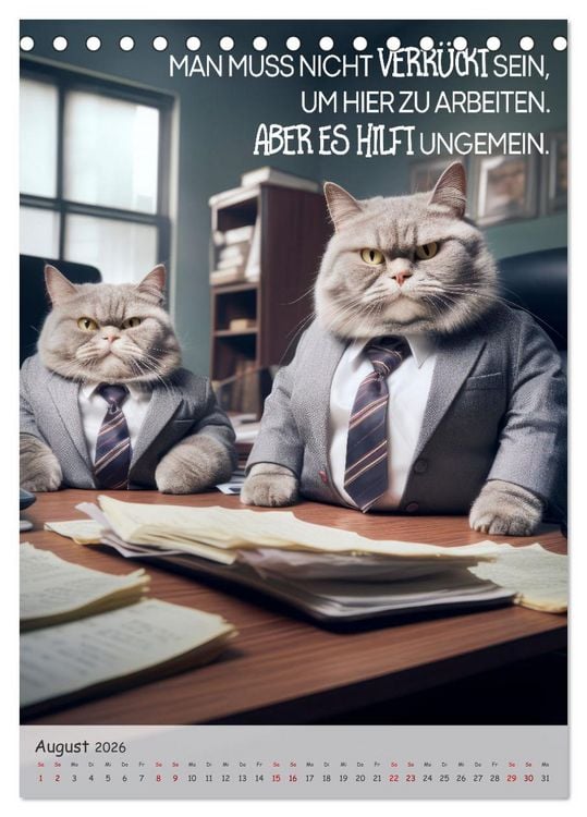 Produktbild: COOLE KATZEN Spr&uuml;cheklopfer (Tischkalender 2026 DIN A5 hoch), CALVENDO Monatskalender
