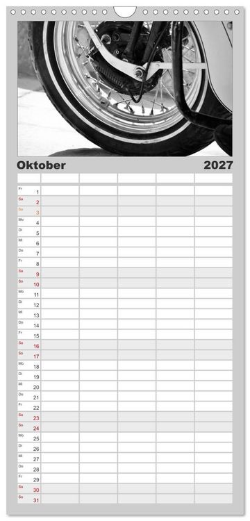 Produktbild: Familienplaner 2027 - Harley Davidson WLA 750 in Schwarzweiss mit 5 Spalten (Wandkalender, 21 x 45 cm) CALVENDO