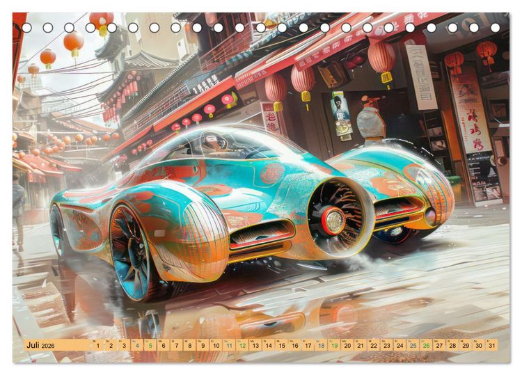 Produktbild: Futuristische Boliden - Asiatisch inspiriert (Tischkalender 2026 DIN A5 quer), CALVENDO Monatskalender