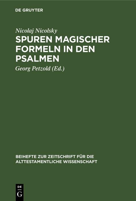 Produktbild: Spuren magischer Formeln in den Psalmen