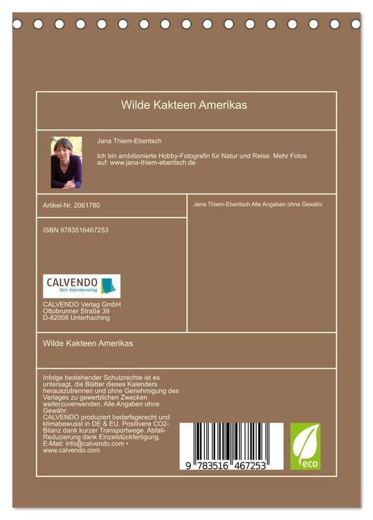 Produktbild: Wilde Kakteen Amerikas (Tischkalender 2026 DIN A5 hoch), CALVENDO Monatskalender